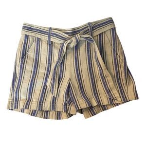 J.Crew Womens Striped Linen-Cotton Shorts With Belt Size 2
